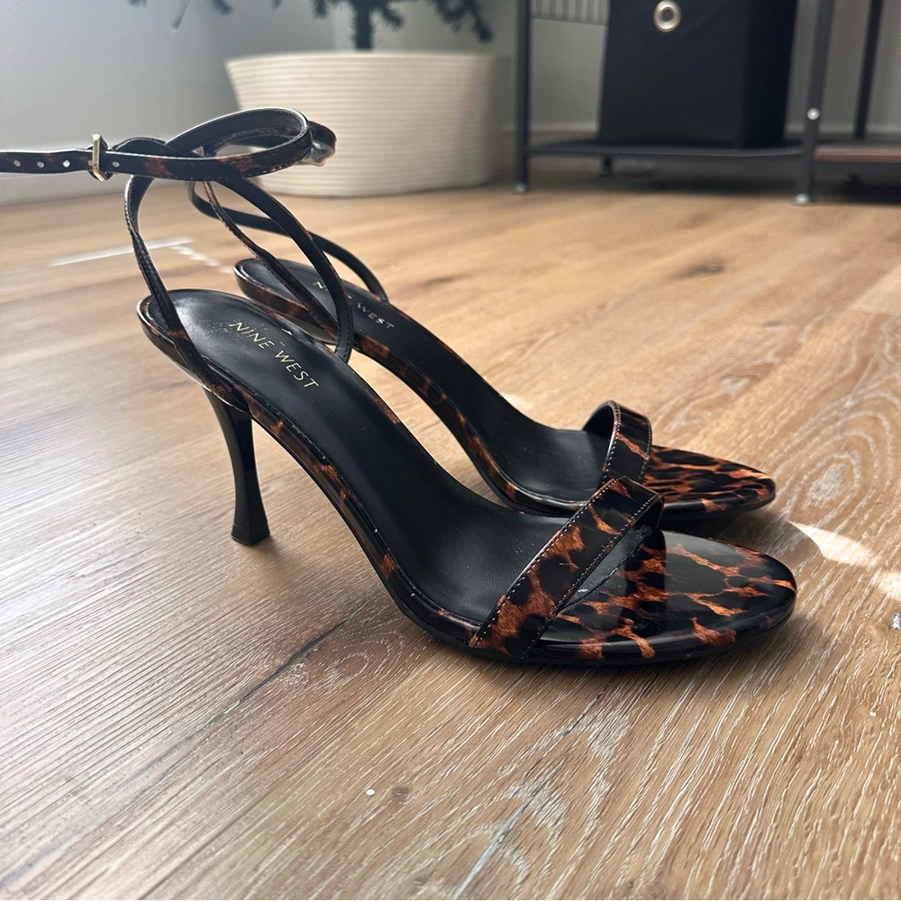 Nine West Black and Brown Heeled Sandals